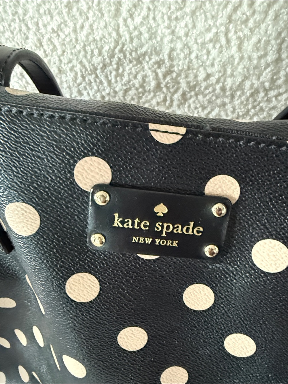 kate spade Black Tote with Light Pink Polka Dots - Picture 3 of 6